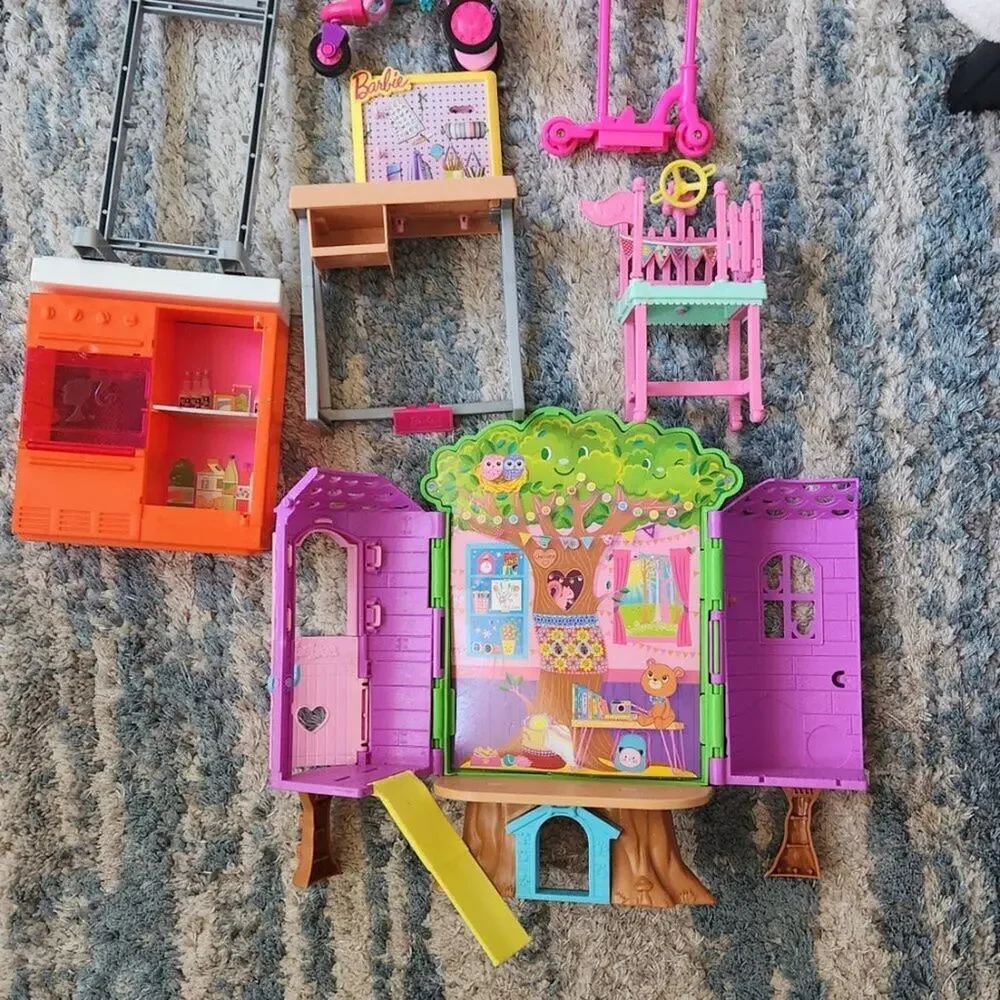 Barbie Brand 7 Piece Play Structures Lot GUC